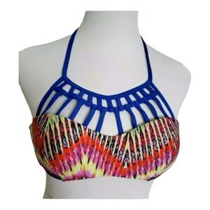TiNiBiKiNi Swimwear Bikini Top Women Size S Blue Multicolor Tie-Dye Pool Beach